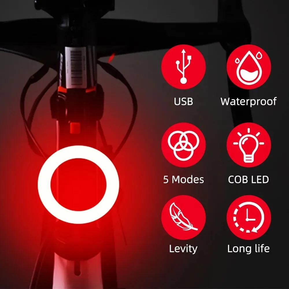 자전거 후미등, 심장 모양 LED 야외 사이클링 조명, 야간 안전 경고 램프, 미등, IPX64 방수